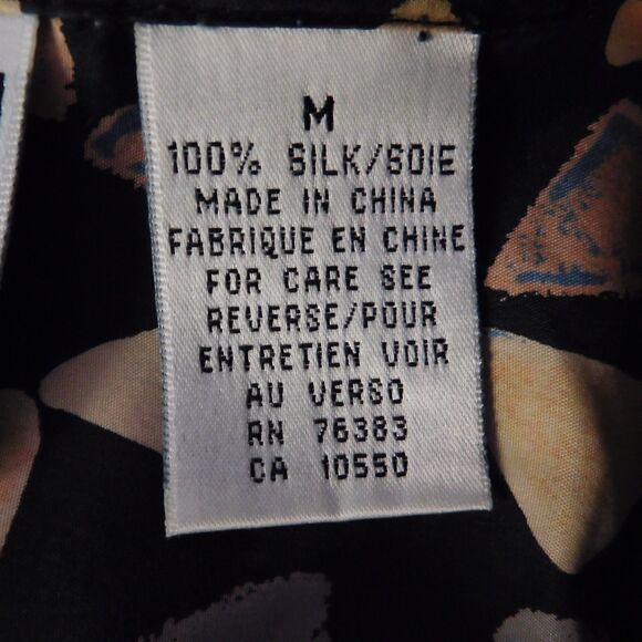 Vintage Peaches & Smith Silk Shirt Womens M Button Up Long Sleeve Bohemian Chic - Picture 4 of 6